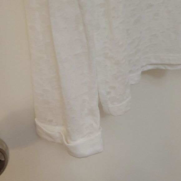 3/$30 New DIRECTIONS Cream Long Sleeve Burnout Scoop Neck Blouse Size Medium - Picture 3 of 8